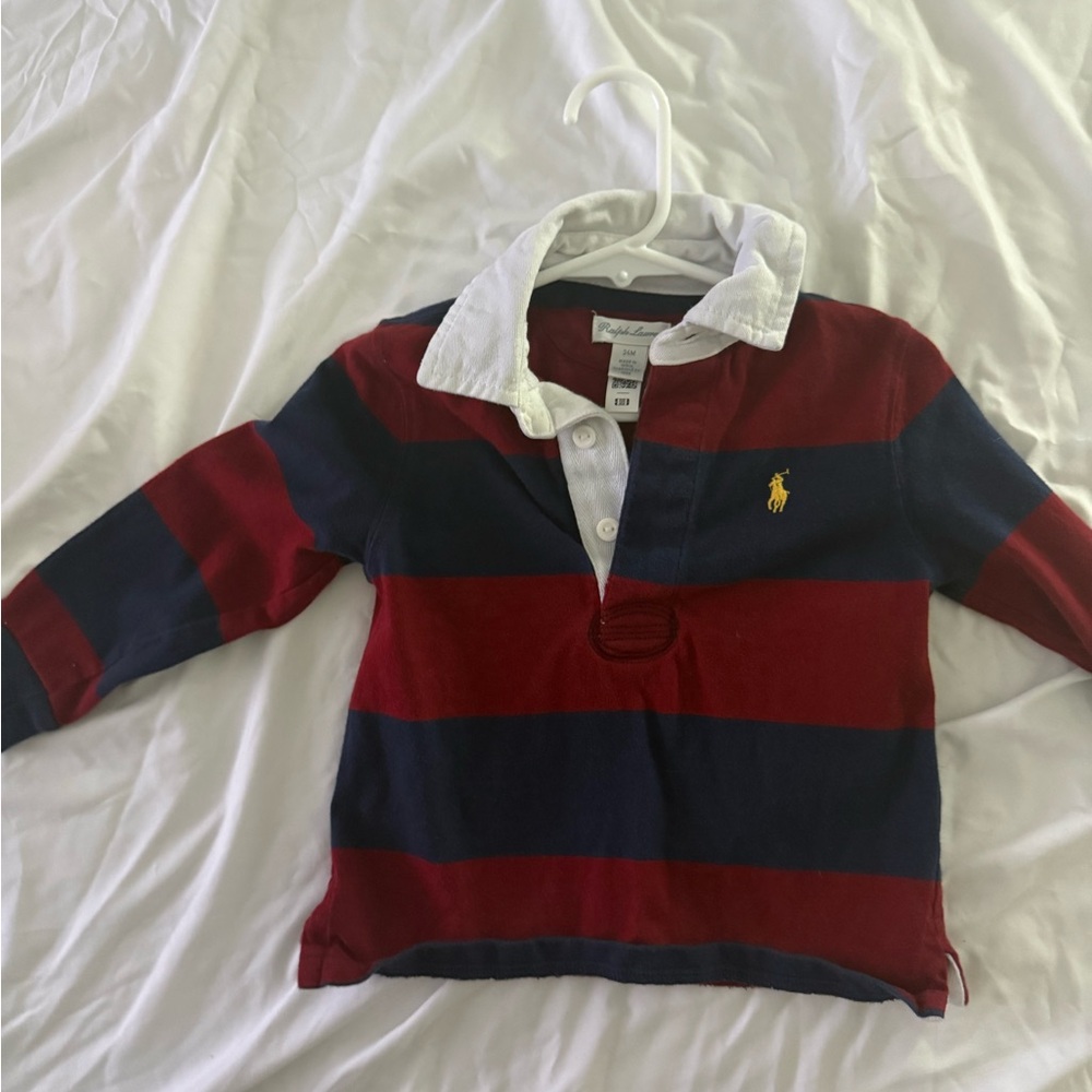 Polo by Ralph Lauren Red and Blue Striped Rugby Polo